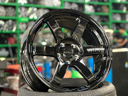 New 18X8.5 ET35 AOW Flow Formed TE37 Rim (4 wheel) Gloss Black 5X114.3