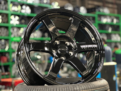 New 18X8.5 ET35 AOW Flow Formed TE37 Rim (4 wheel) Gloss Black 5X112