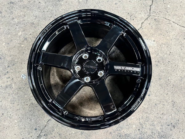 New 18X8.5 ET35 AOW Flow Formed TE37 Rim (4 wheel) Gloss Black 5X114.3