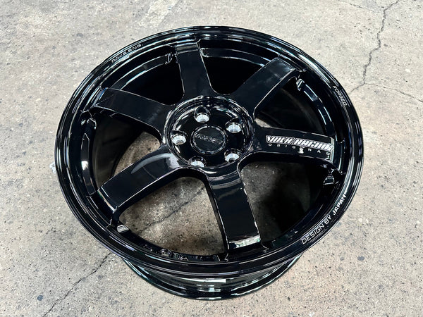 New 18X8.5 ET35 AOW Flow Formed TE37 Rim (4 wheel) Gloss Black 5X112