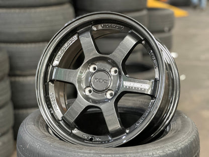 New 15X6.5 ET40 AOW Flow Formed TE37 Rim (4 wheel) Gloss Gunmetal 4X100