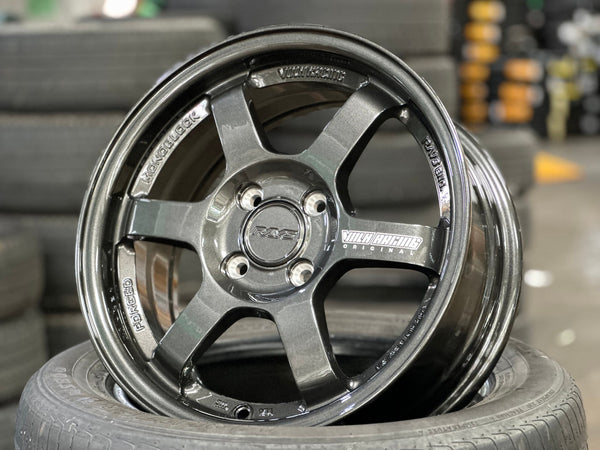 New 15X6.5 ET40 AOW Flow Formed TE37 Rim (4 wheel) Gloss Gunmetal 4X100