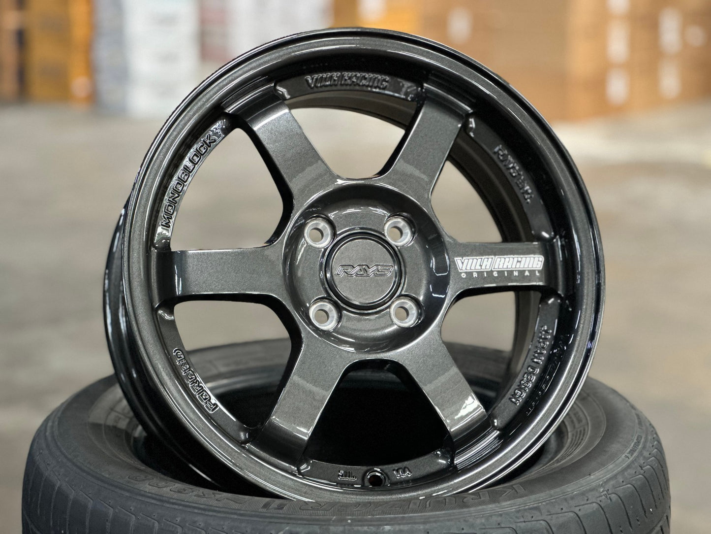 New 15X6.5 ET40 AOW Flow Formed TE37 Rim (4 wheel) Gloss Gunmetal 4X100