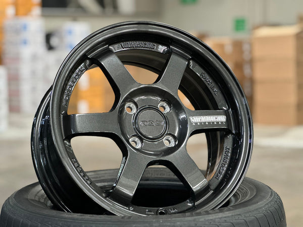 New 15X6.5 ET40 AOW Flow Formed TE37 Rim (4 wheel) Gloss Gunmetal 4X100