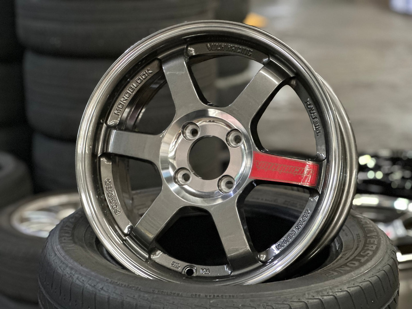 New 15X6.5 ET38 AOW Flow Formed TE37SL Rim (4 wheel) Gloss Gunmetal 4X100