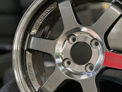 New 15X6.5 ET38 AOW Flow Formed TE37SL Rim (4 wheel) Gloss Gunmetal 4X100