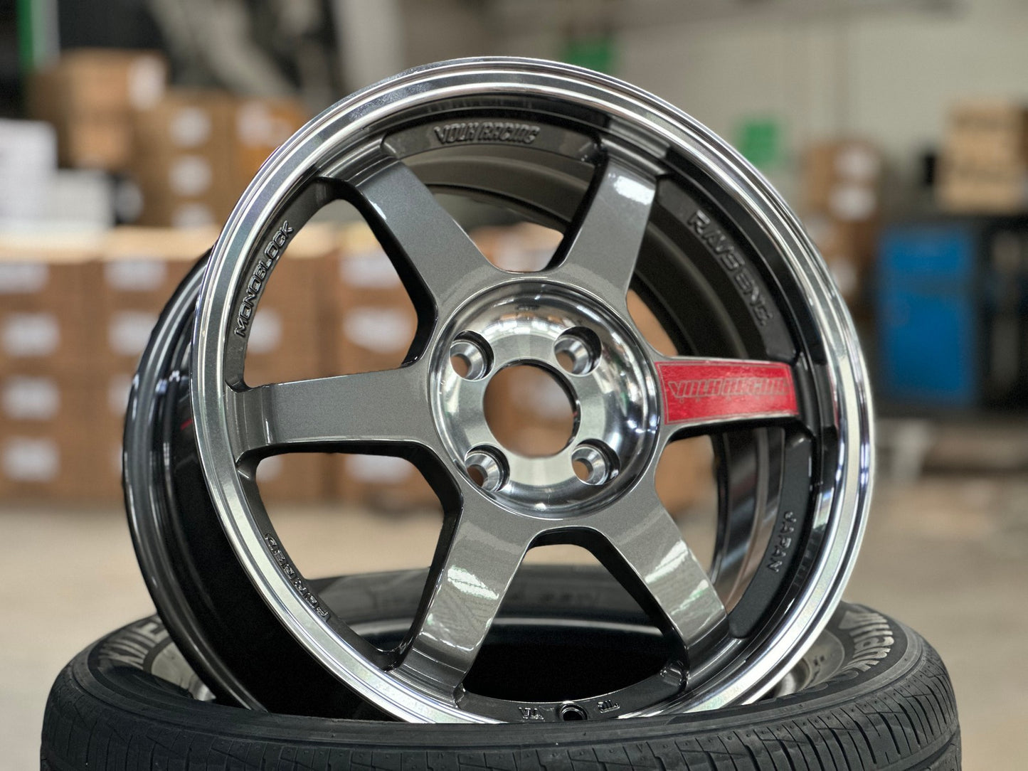 New 16X7 ET40 AOW Flow Formed TE37SL Rim (4 wheel) Gloss Gunmetal 4X100