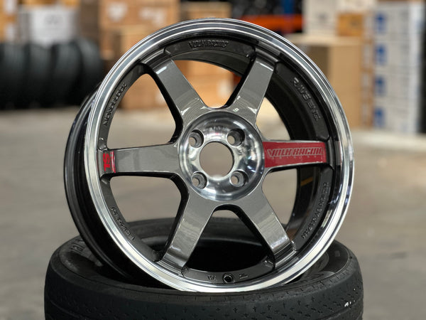 New 17X8 ET40 AOW Flow Formed TE37SL Rim (4 wheel) Gloss Gunmetal 4X100