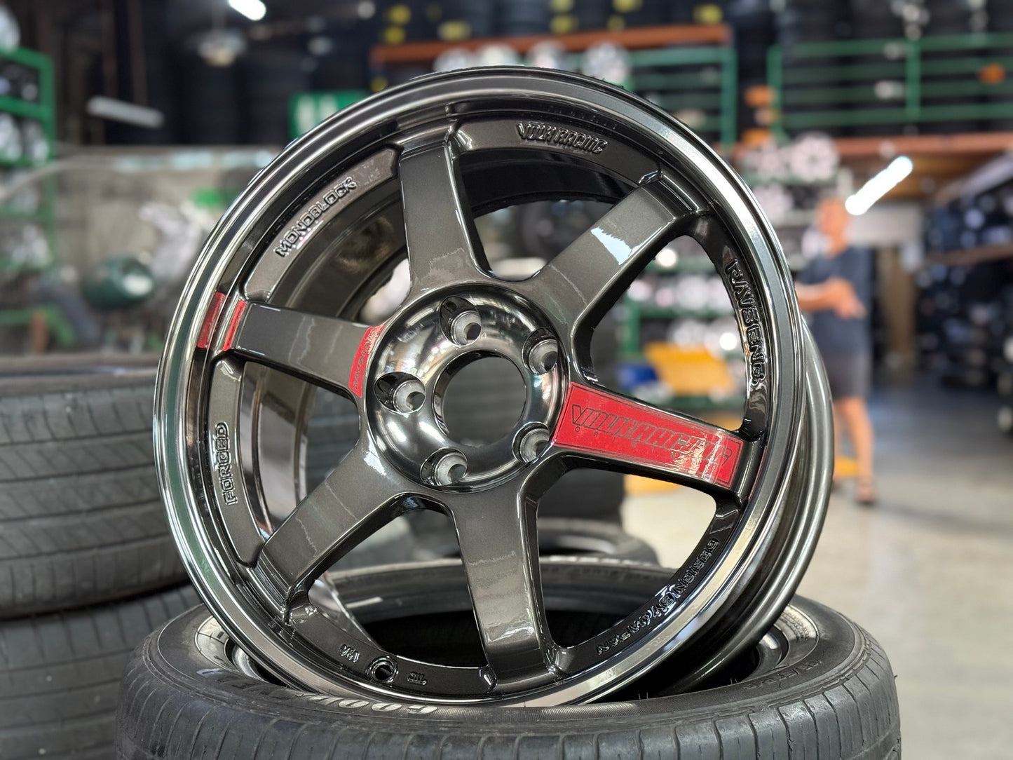 New 17X8 ET35 AOW Flow Formed TE37SL Rim (4 wheel) Dark Gunmetal 5X112