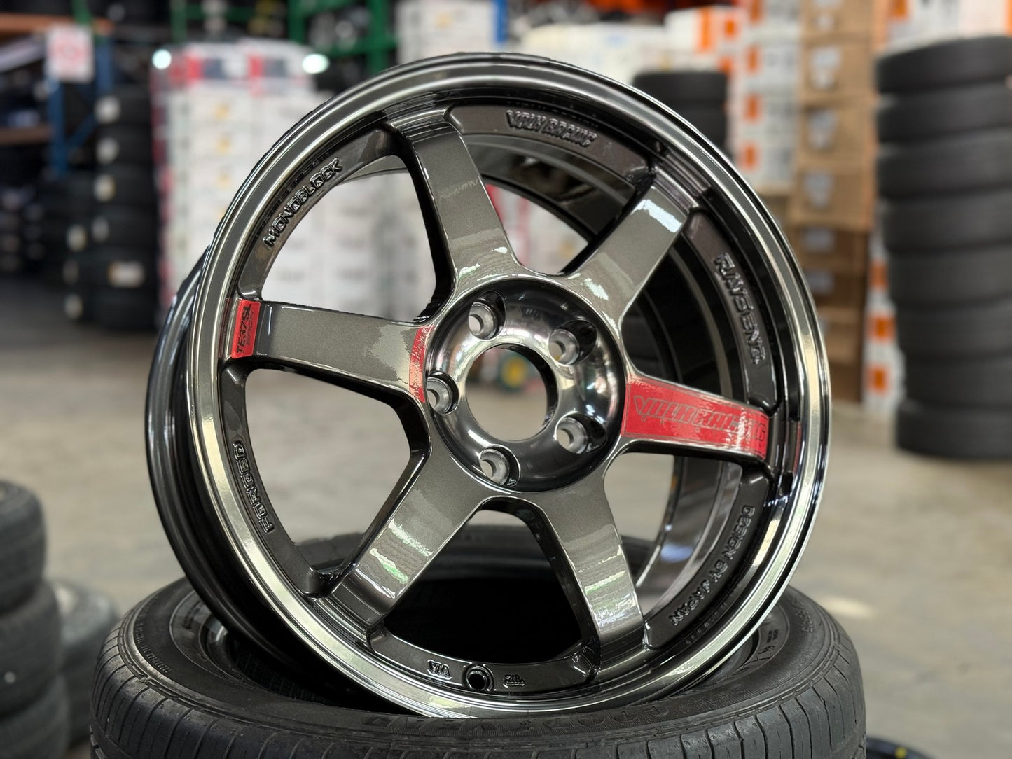 New 17X8 ET35 AOW Flow Formed TE37SL Rim (4 wheel) Dark Gunmetal 5X112