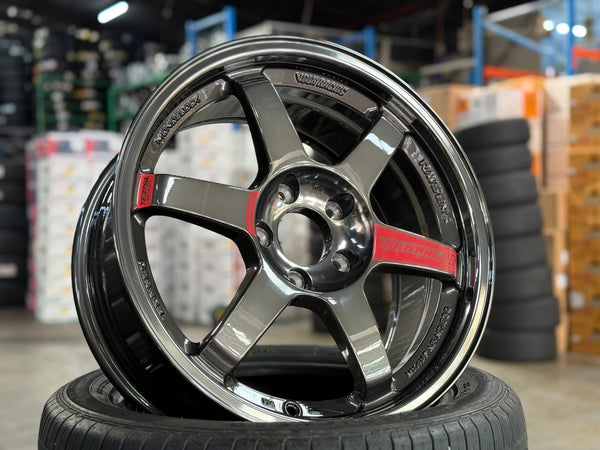 New 17X8 ET35 AOW Flow Formed TE37SL Rim (4 wheel) Dark Gunmetal 5X112