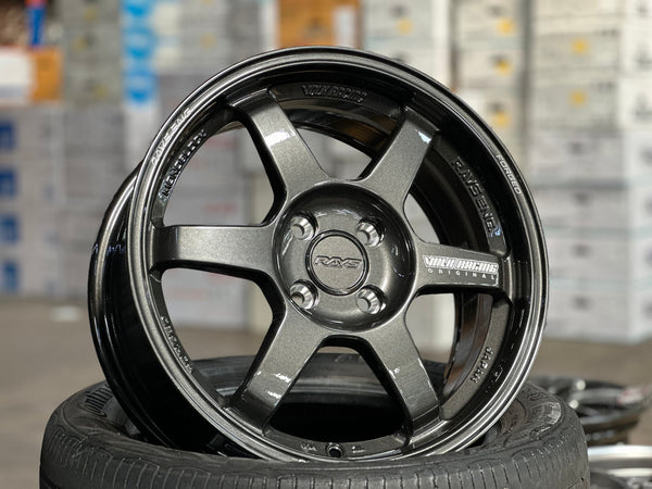 New 16X7 ET40 AOW Flow Formed TE37 Rim (4 wheel) Gloss Gunmetal 4X100