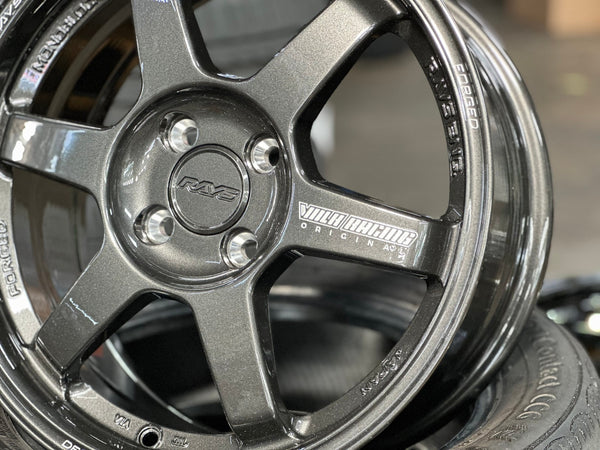 New 16X7 ET40 AOW Flow Formed TE37 Rim (4 wheel) Gloss Gunmetal 4X100