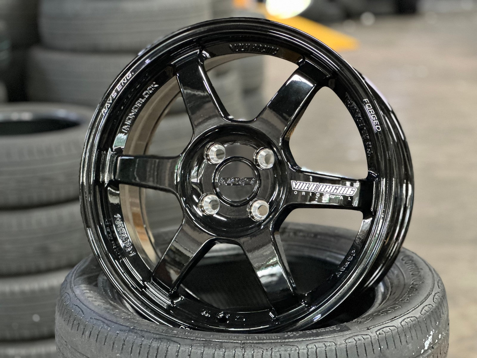 New 16X7 ET40 AOW Flow Formed TE37 Rim (4 wheel) Gloss Black 4X100 ...