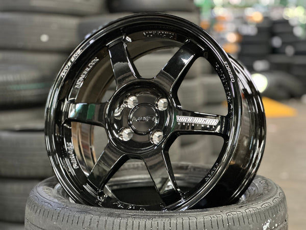 New 16X7 ET40 AOW Flow Formed TE37 Rim (4 wheel) Gloss Black 4X100