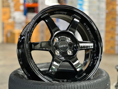 New 16X7 ET40 AOW Flow Formed TE37 Rim (4 wheel) Gloss Black 4X100