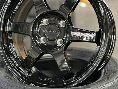 New 16X7 ET40 AOW Flow Formed TE37 Rim (4 wheel) Gloss Black 4X100