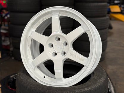 New 17X8 ET35 AOW Flow Formed TE37 Rim (4 wheel) Gloss White 5X100