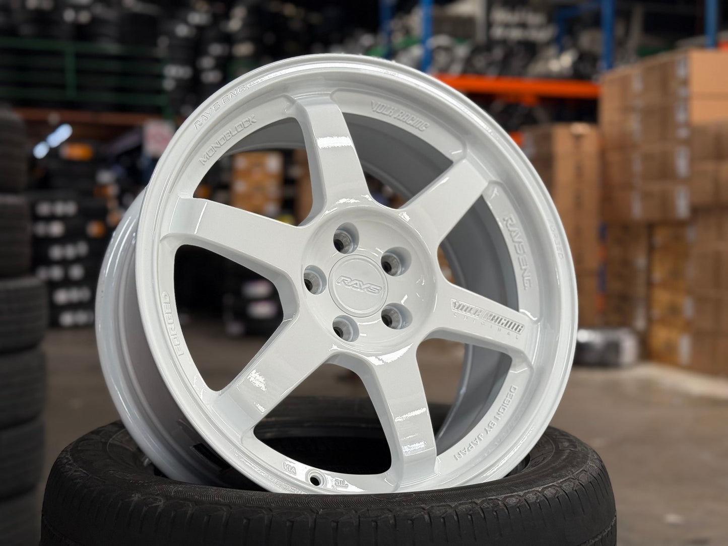 New 17X8 ET35 AOW Flow Formed TE37 Rim (4 wheel) Gloss White 5X100