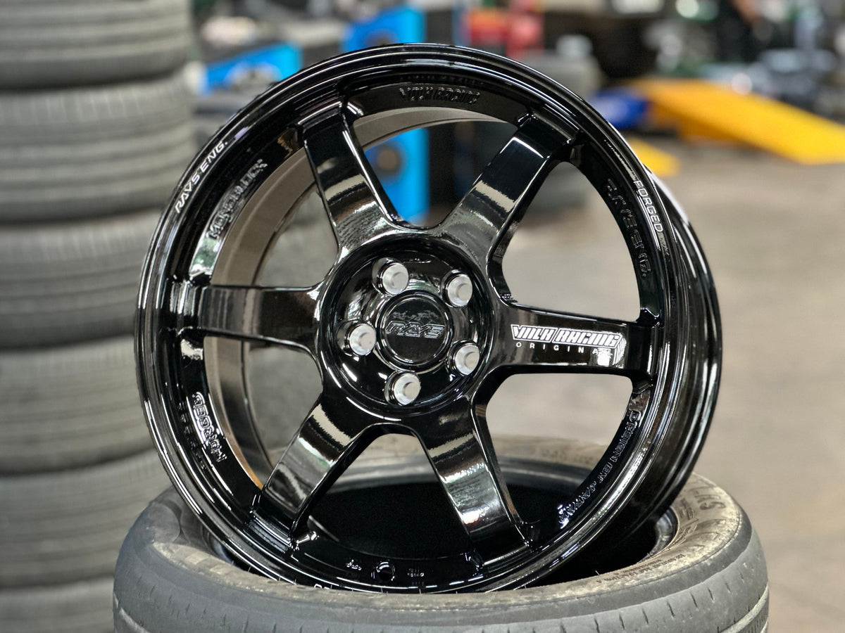 New 17X8 ET35 AOW Flow Formed TE37 Rim (4 wheel) Gloss Black 5X100