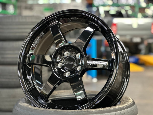 New 17X8 ET35 AOW Flow Formed TE37 Rim (4 wheel) Gloss Black 5X100