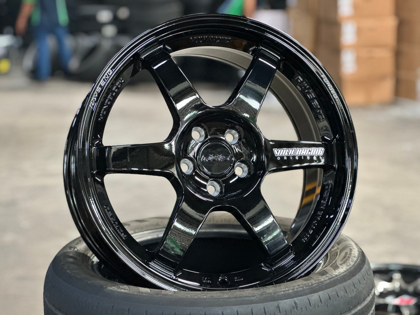 New 17X8 ET35 AOW Flow Formed TE37 Rim (4 wheel) Gloss Black 5X100