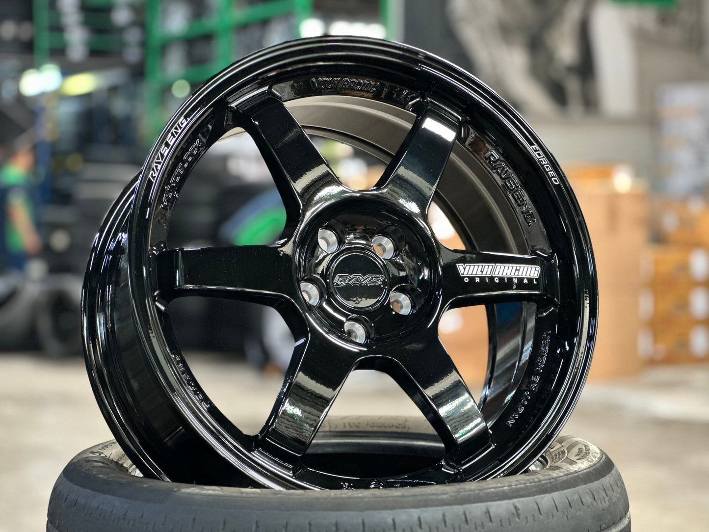 New 17X8 ET35 AOW Flow Formed TE37 Rim (4 wheel) Gloss Black 5X100