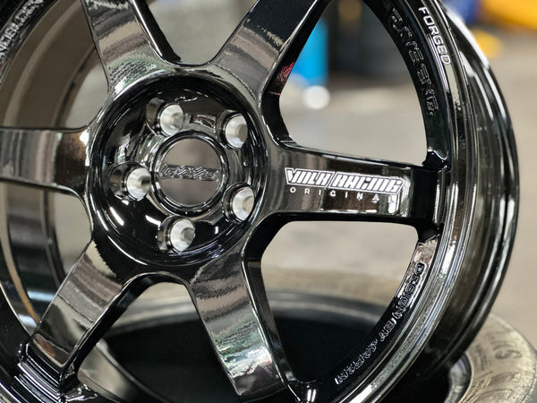 New 17X8 ET35 AOW Flow Formed TE37 Rim (4 wheel) Gloss Black 5X100