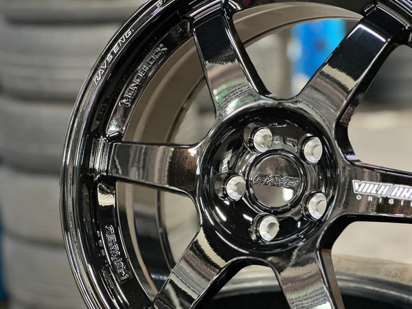 New 17X8 ET35 AOW Flow Formed TE37 Rim (4 wheel) Gloss Black 5X100