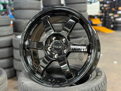 New 17X8 ET35 AOW Flow Formed TE37 Rim (4 wheel) Gloss Black 5X112