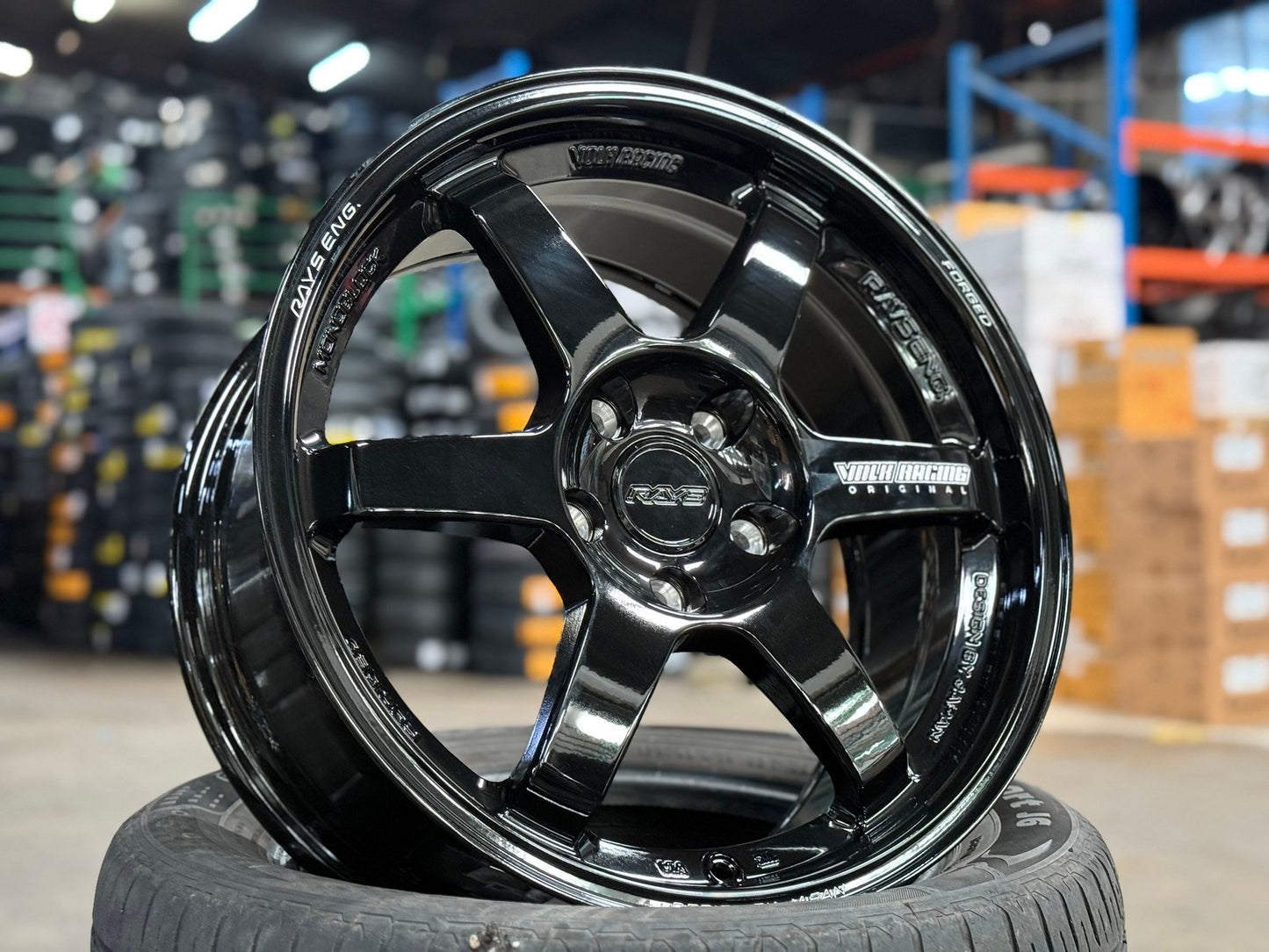 New 17X8 ET35 AOW Flow Formed TE37 Rim (4 wheel) Gloss Black 5X112