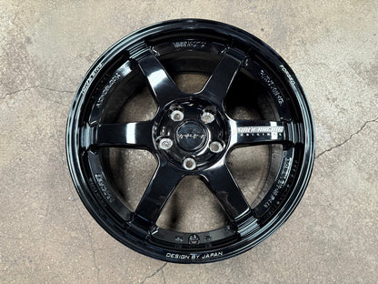 New 17X8 ET35 AOW Flow Formed TE37 Rim (4 wheel) Gloss Black 5X112