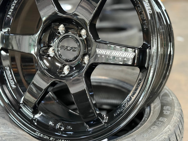 New 17X8 ET35 AOW Flow Formed TE37 Rim (4 wheel) Gloss Black 5X114.3