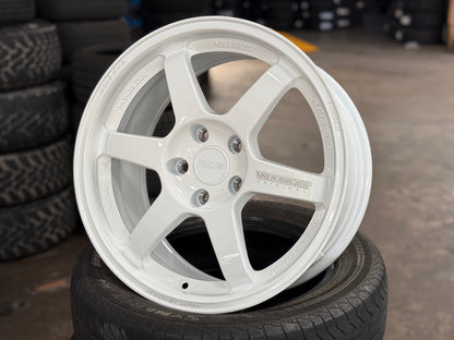 New 17X8 ET35 AOW Flow Formed TE37 Rim (4 wheel) Gloss White 5X112