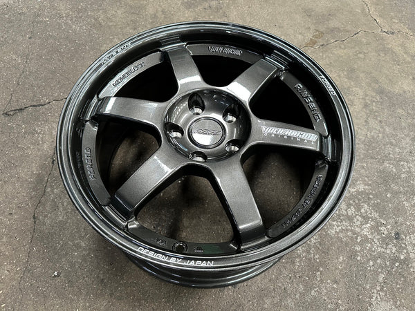 New 17X8 ET35 AOW Flow Formed TE37 Rim (4 wheel) Gloss Gunmetal 5X114.3