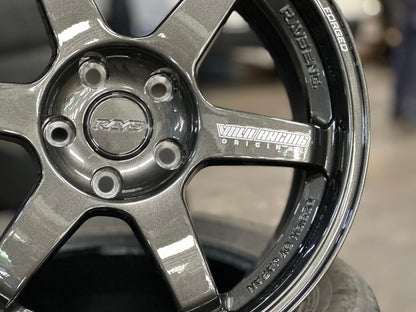 New 17X8 ET35 AOW Flow Formed TE37 Rim (4 wheel) Gloss Gunmetal 5X112