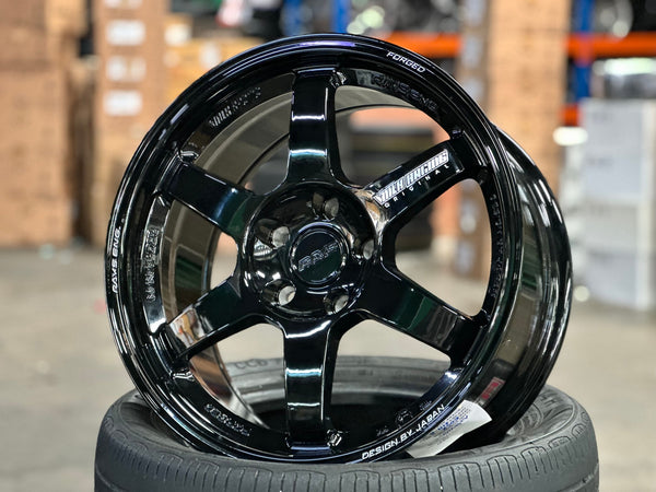 New 17X8.5 ET35 AOW Flow Formed TE37 Rim (4 wheel) Gloss Black 5X112