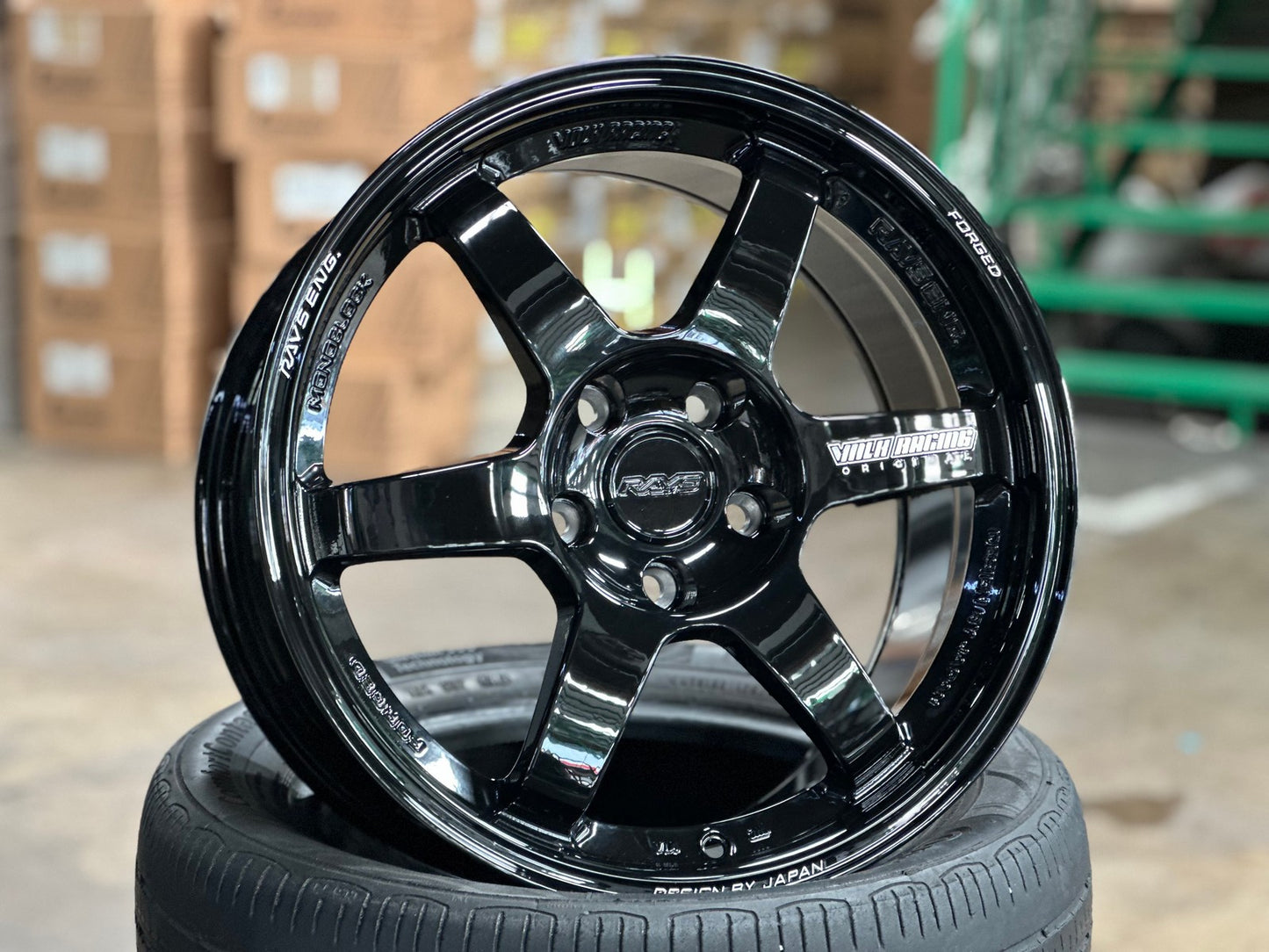New 17X8.5 ET35 AOW Flow Formed TE37 Rim (4 wheel) Gloss Black 5X114.3