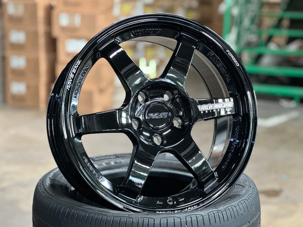 New 17X8.5 ET35 AOW Flow Formed TE37 Rim (4 wheel) Gloss Black 5X114.3
