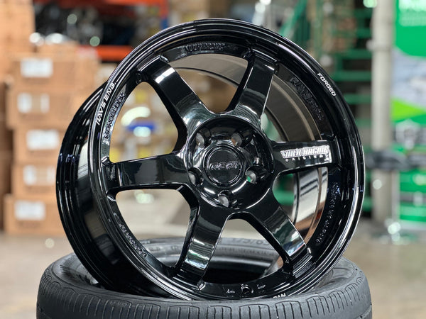 New 17X8.5 ET35 AOW Flow Formed TE37 Rim (4 wheel) Gloss Black 5X112