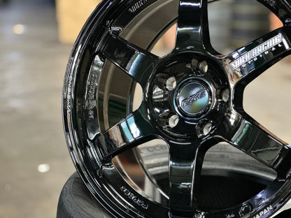 New 17X8.5 ET35 AOW Flow Formed TE37 Rim (4 wheel) Gloss Black 5X112