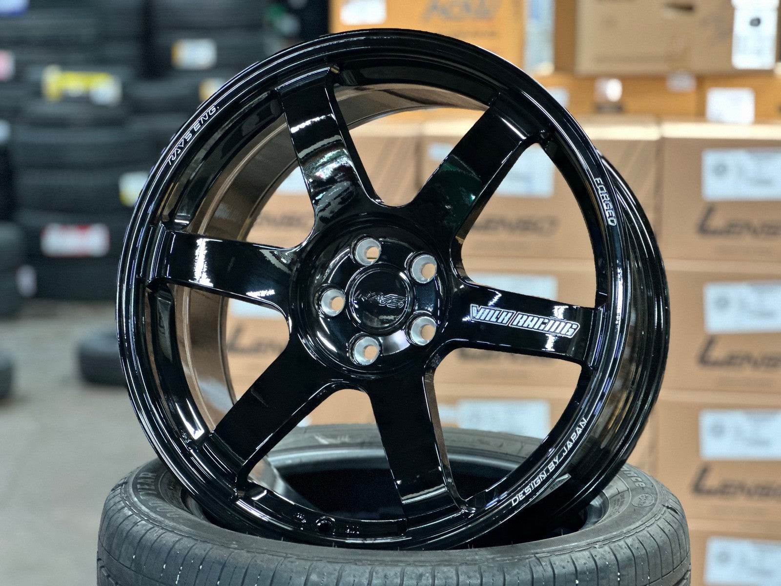 New 18X8.5 ET35 AOW Flow Formed TE37 SAGA Rim (4 wheel) Gloss Black 5X ...