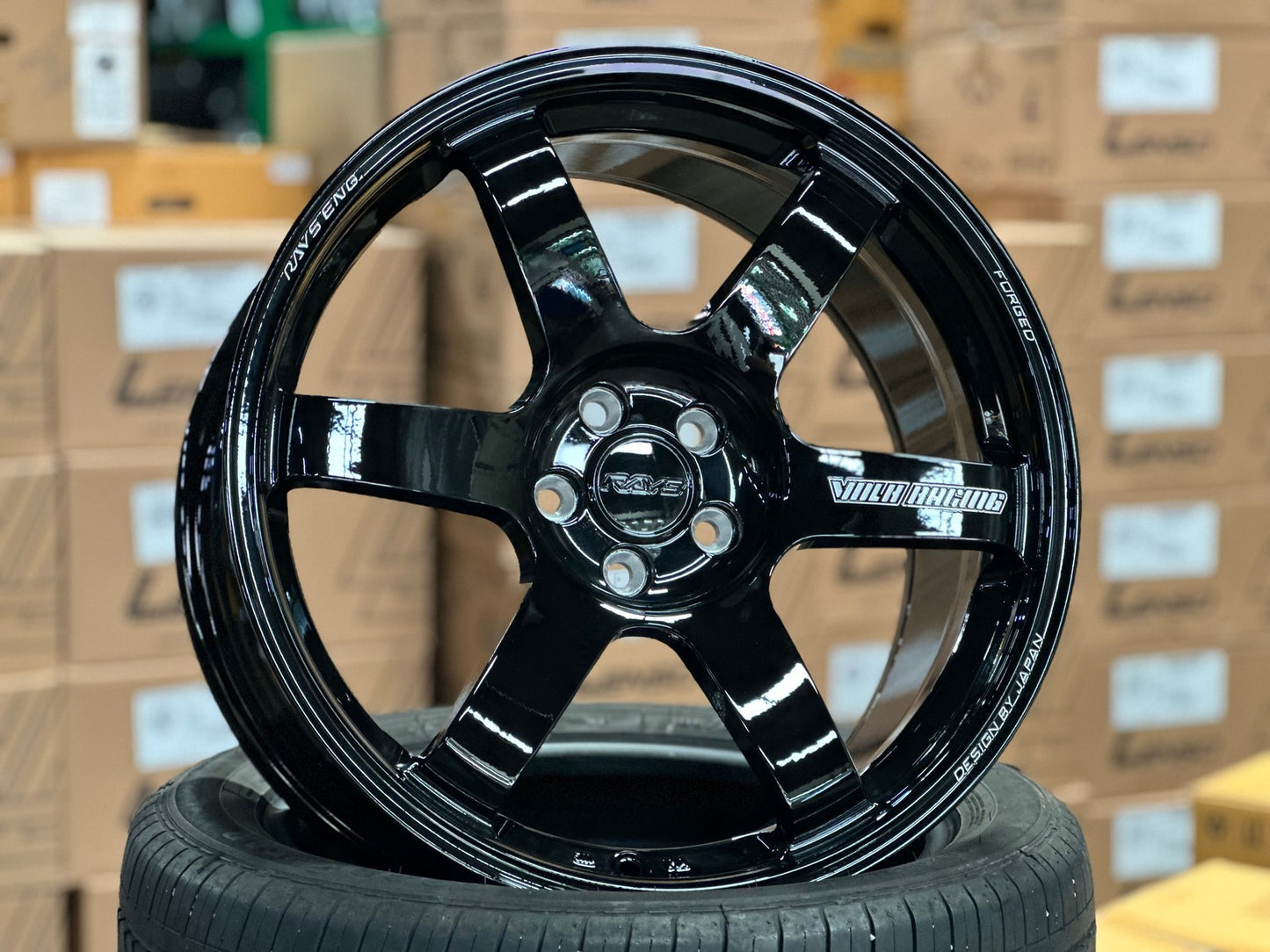 New 18X8.5 ET35 AOW Flow Formed TE37 SAGA Rim (4 wheel) Gloss Black 5X100
