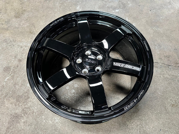 New 18X8.5 ET35 AOW Flow Formed TE37 SAGA Rim (4 wheel) Gloss Black 5X100