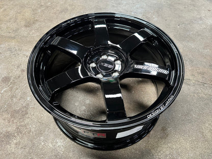 New 18X8.5 ET35 AOW Flow Formed TE37 SAGA Rim (4 wheel) Gloss Black 5X100