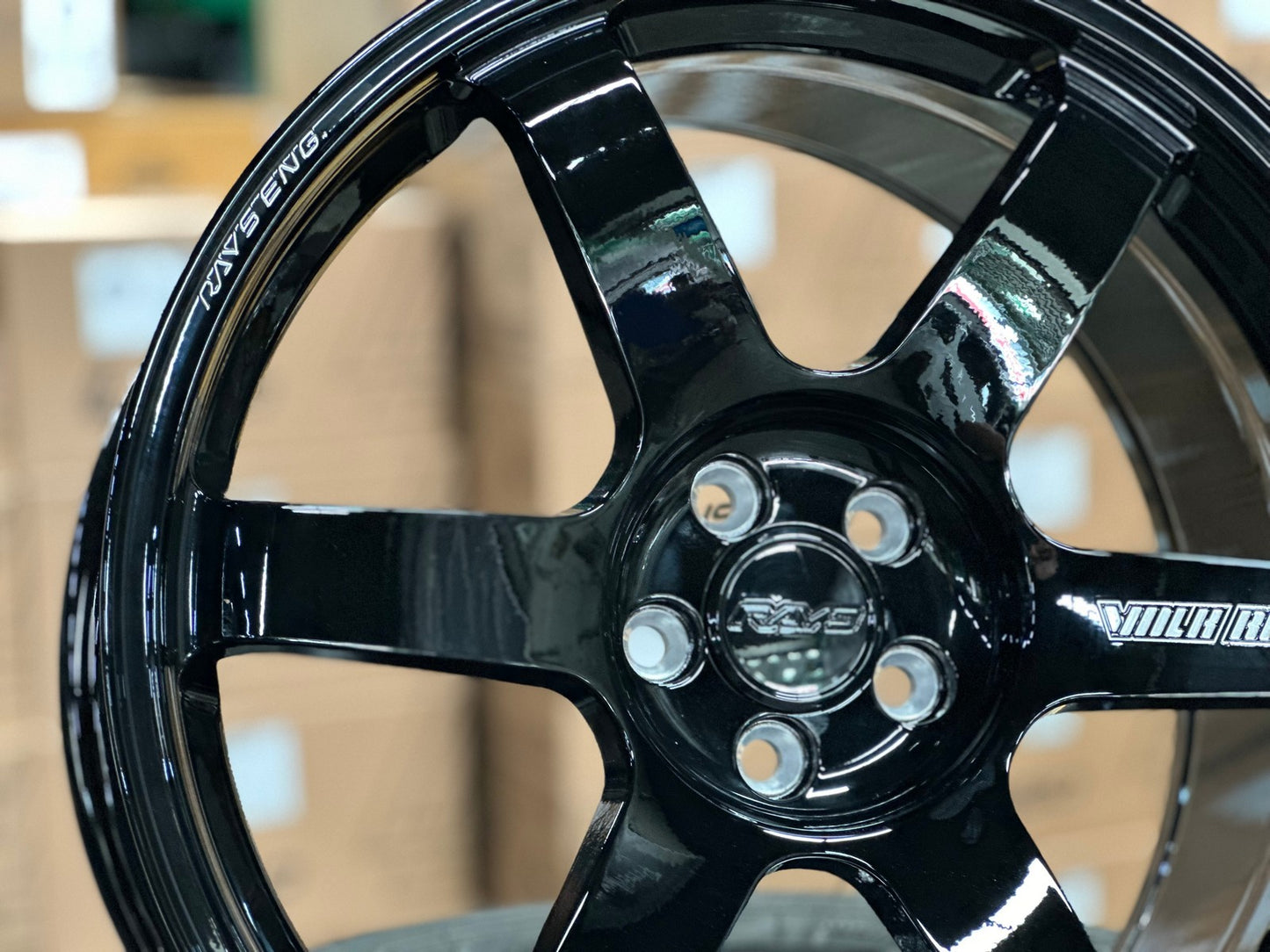 New 18X8.5 ET35 AOW Flow Formed TE37 SAGA Rim (4 wheel) Gloss Black 5X100