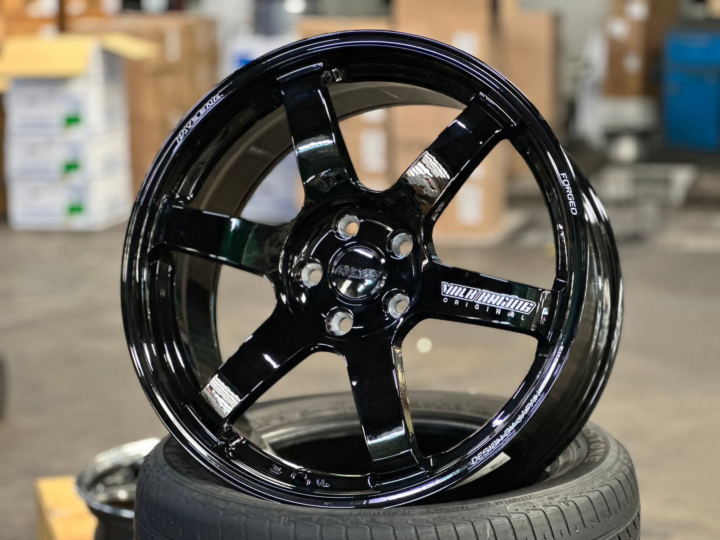 New 19X8.5 ET42 AOW Flow Formed TE37 SAGA Rim (4 wheel) Gloss Black 5X114.3