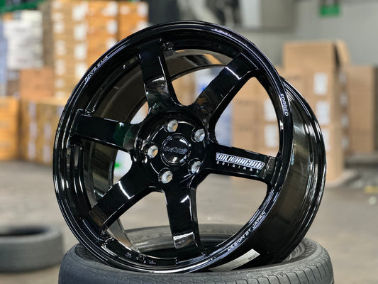 New 19X8.5 ET42 AOW Flow Formed TE37 SAGA Rim (4 wheel) Gloss Black 5X114.3