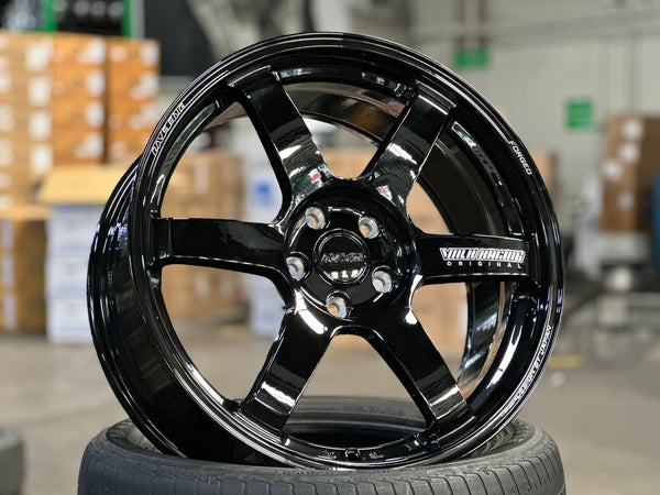 New 19X8.5 ET42 AOW Flow Formed TE37 SAGA Rim (4 wheel) Gloss Black 5X114.3