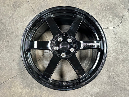 New 19X8.5 ET42 AOW Flow Formed TE37 SAGA Rim (4 wheel) Gloss Black 5X112